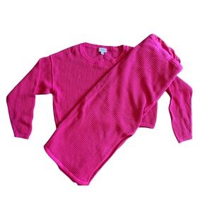 The Drop Pink Waffle Knit Sweater Skirt Set Womens Size 2X